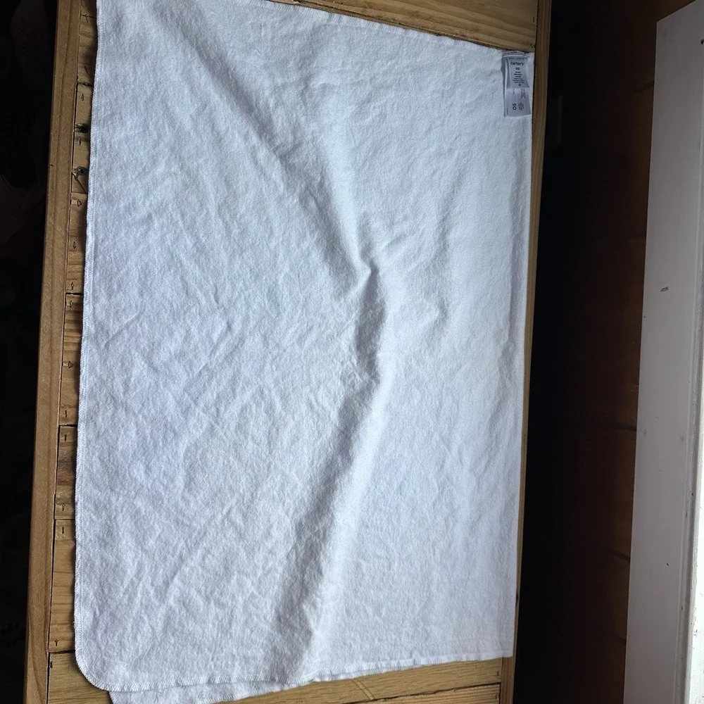 Carter's Baby Receiving Blanket White Blue Fern Leaf Floral 100% Cotton 37 X 27